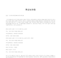 현금보관증(서술) 현금보관증(서술)